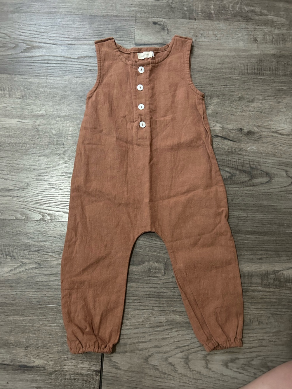 Sleeveless Rust-Tone Kids Romper with Button Placket